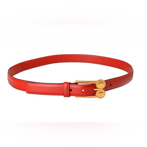 NIB Versace Belt Size Small 105cm 42” Medusa Orange Leather $500 main image 6